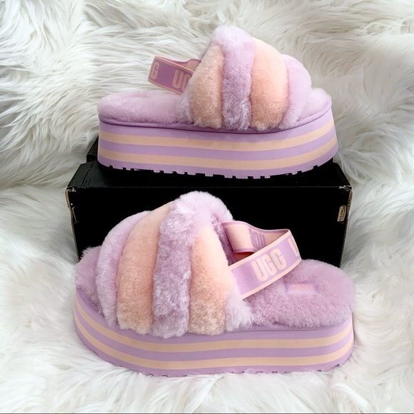UGG | Shoes | Ugg Disco Stripe Slide Platform Slippers Pink And Purple Size  8 | Poshmark